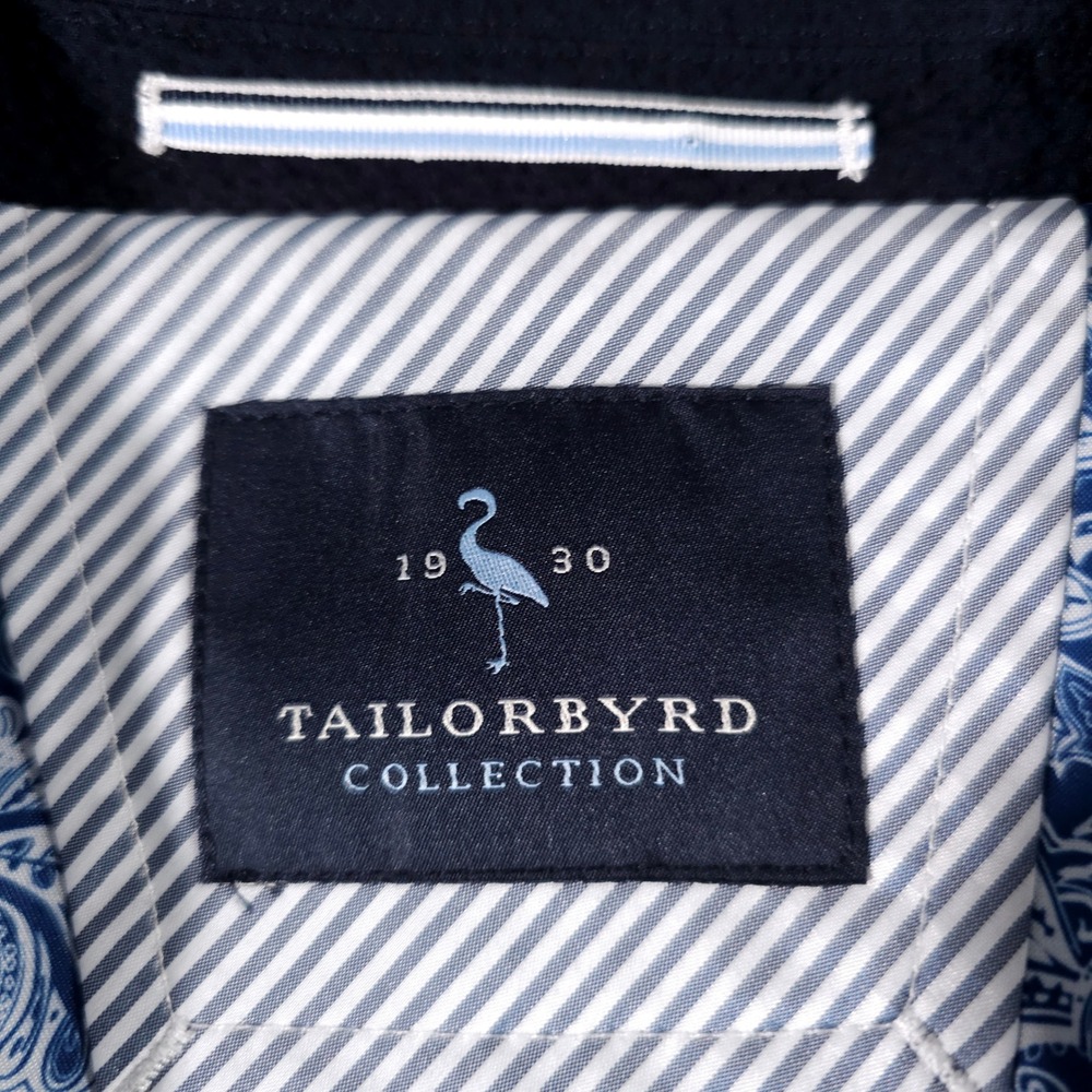 Tailorbyrd Blazer Mens 42R Navy Blue Seersucker Stretch Cotton Paisley Lining - Picture 2 of 8